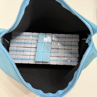 American Mahjong Set 166 Tiles Bundle - Green Bag Blue Mat 2-color blue tiles