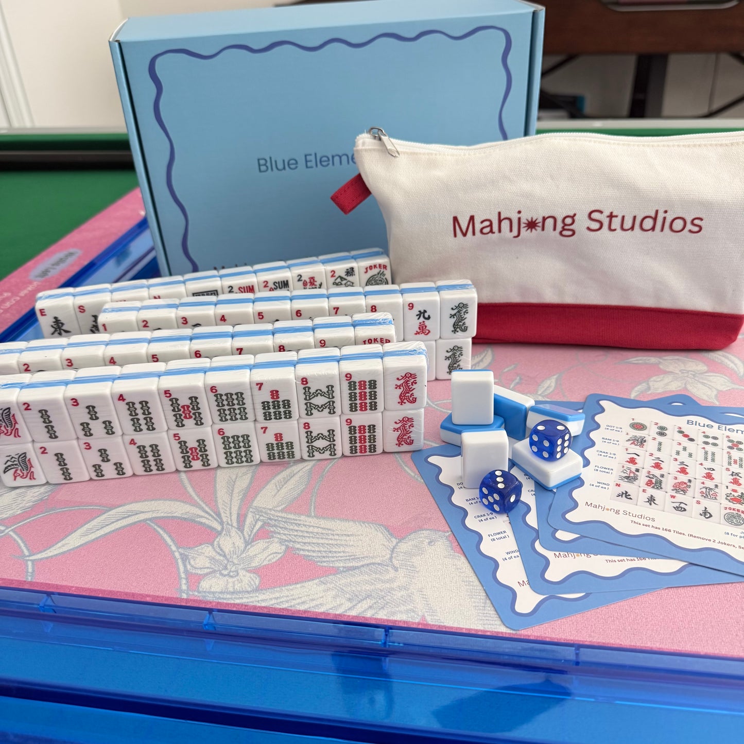 Mahjong Studios – Blue Element American Mahjong Tile Set (166 Tiles)