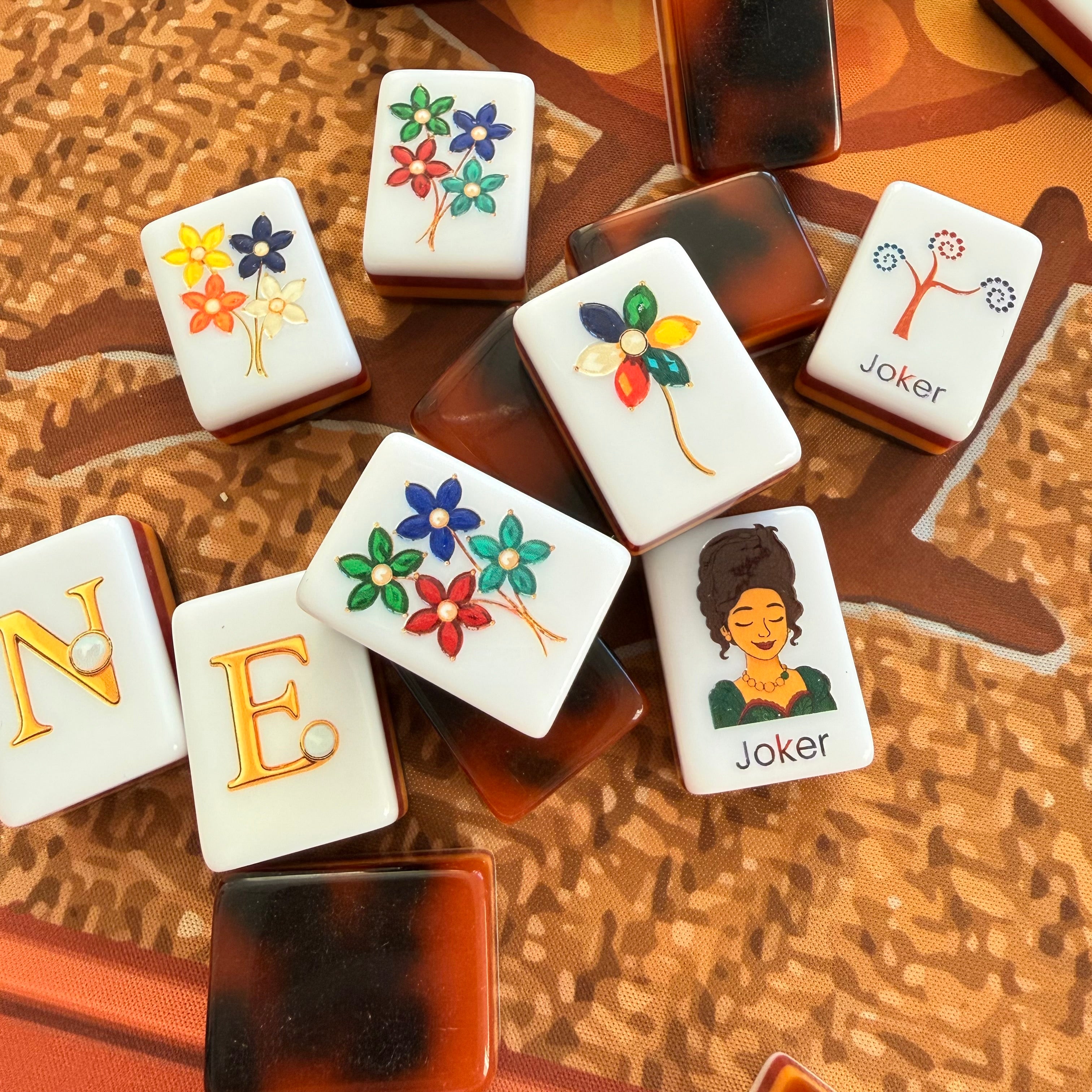 Amber Jade American Mahjong Tiles Tortoise Shell - 160 American
