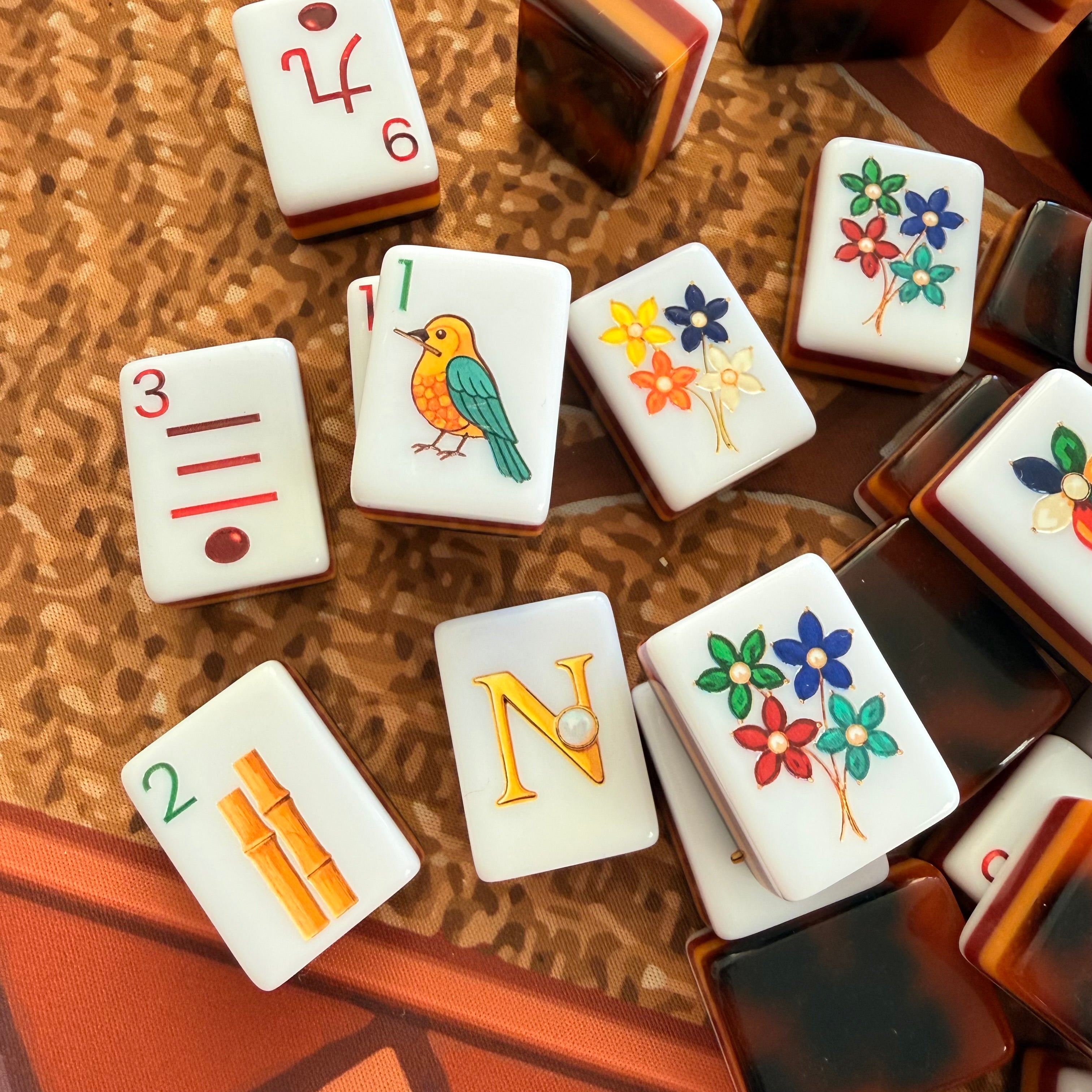 Amber Jade American Mahjong Tiles Tortoise Shell - 160 American