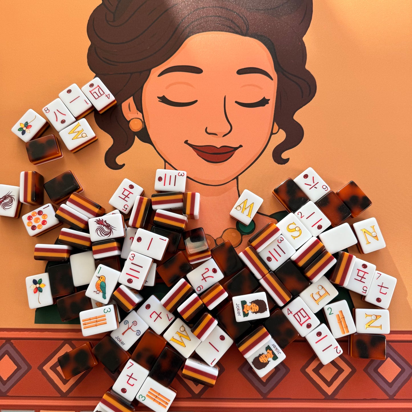 Amber Jade American Mahjong Tiles Tortoise Shell - 160 American Mahjong Tiles