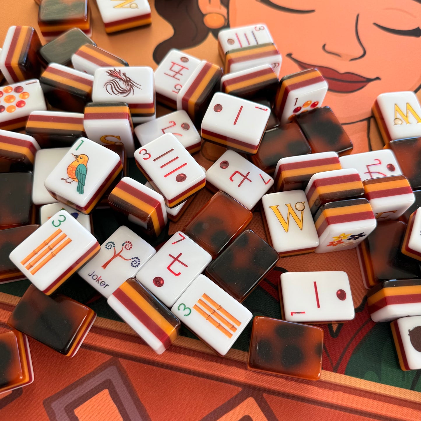 Amber Jade American Mahjong Tiles Tortoise Shell - 160 American Mahjong Tiles