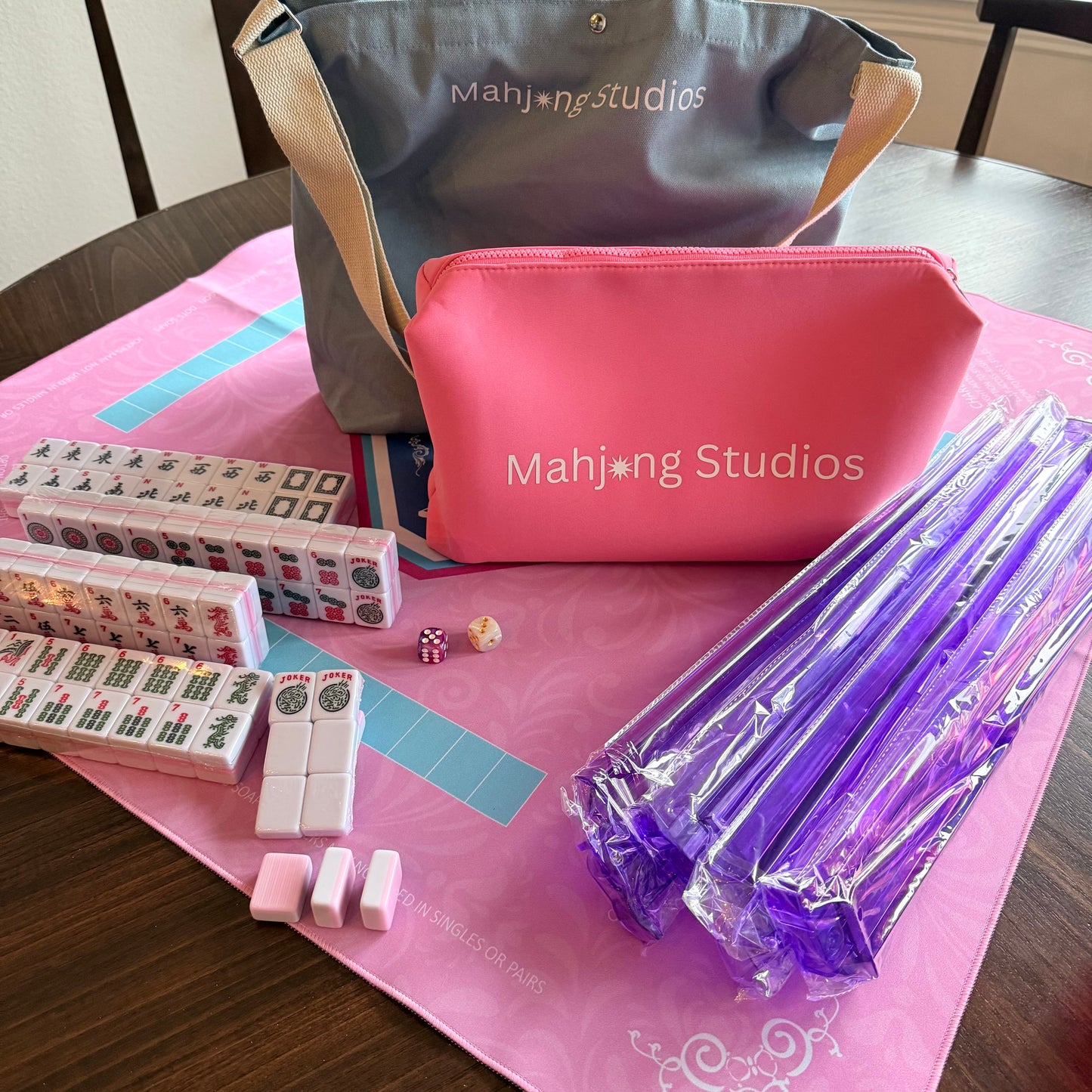 Mahjong Studios – Blush & Bamboo American Mahjong Tile Set (166 Tiles) Bundle