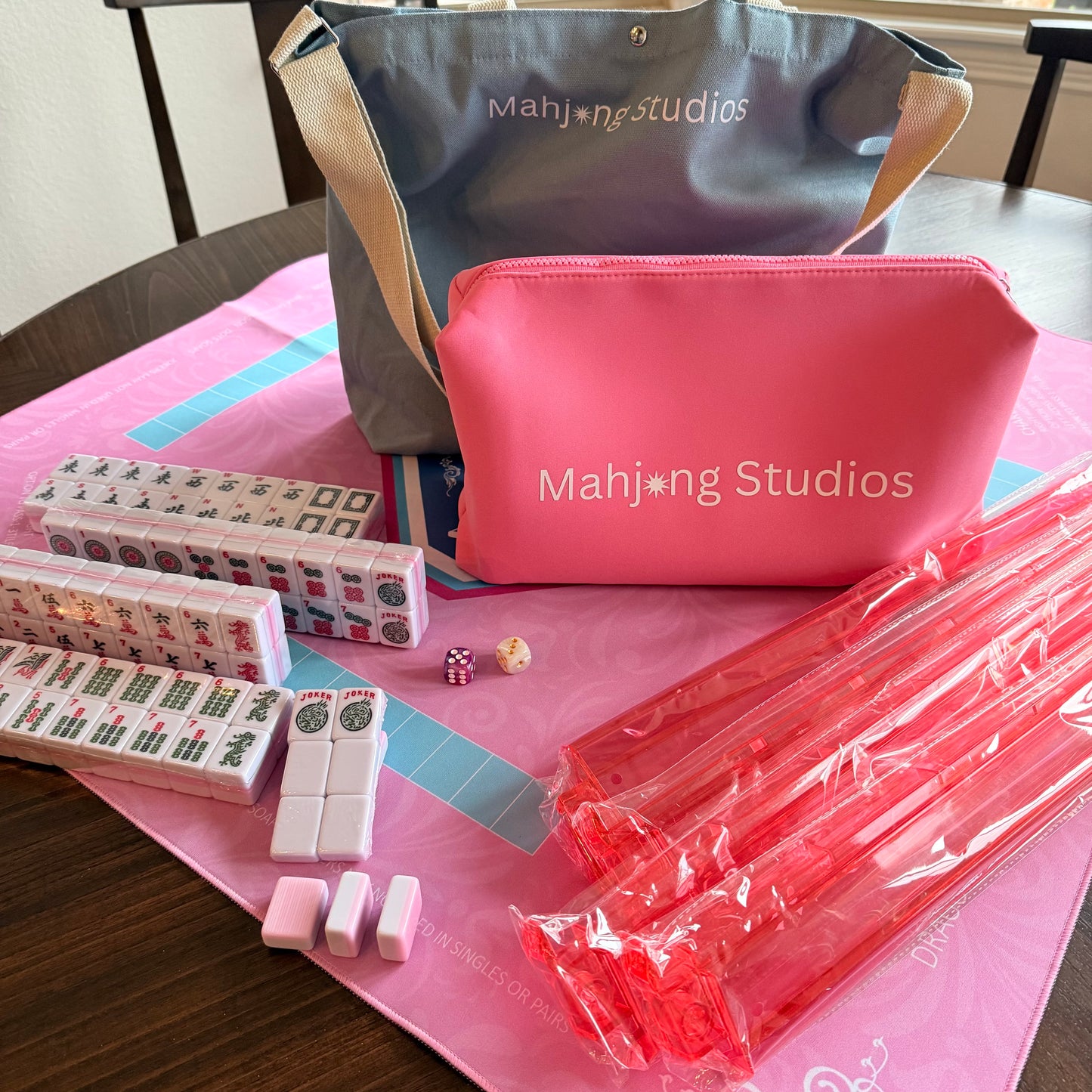 Mahjong Studios – Blush & Bamboo American Mahjong Tile Set (166 Tiles) Bundle