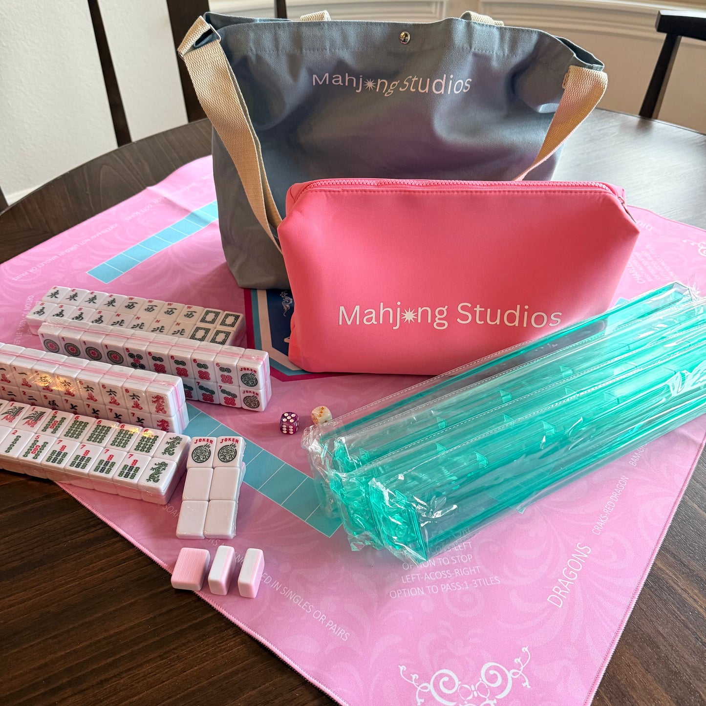 Mahjong Studios – Blush & Bamboo American Mahjong Tile Set (166 Tiles) Bundle