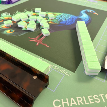 Jade Peacock Mahjong Mat - ships rolled