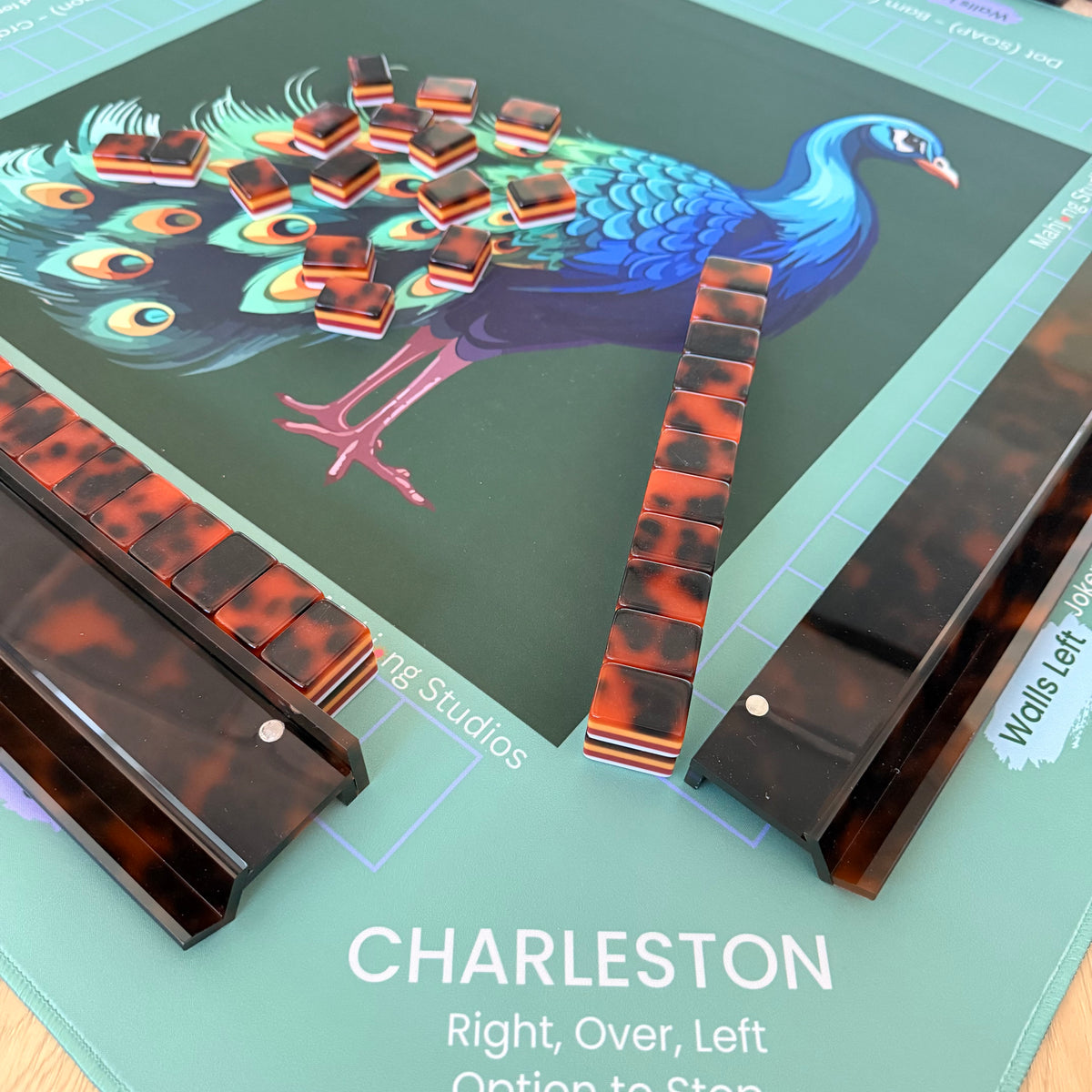 Jade Peacock Mahjong Mat - ships rolled