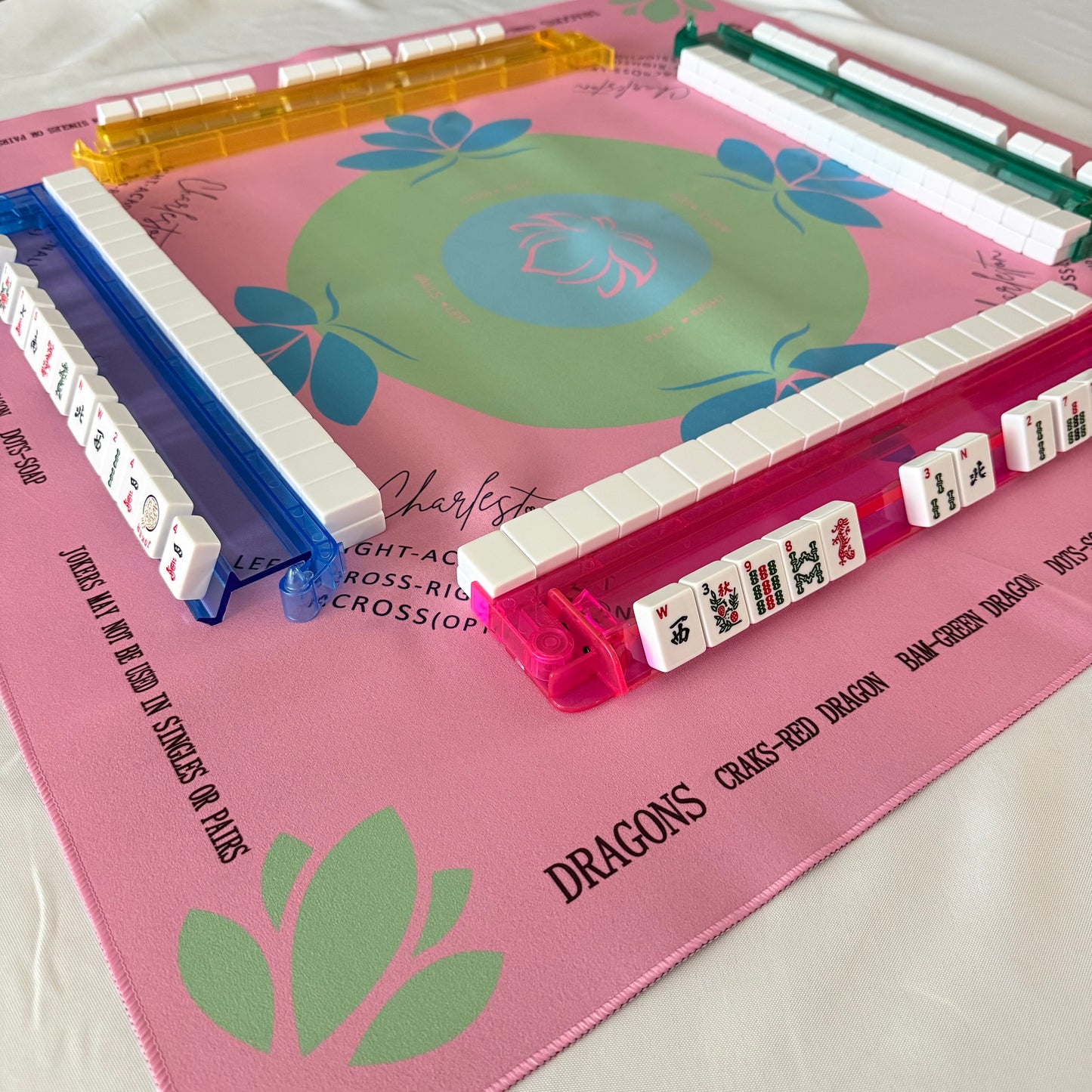 Red Mahjong Rack and Pusher Set