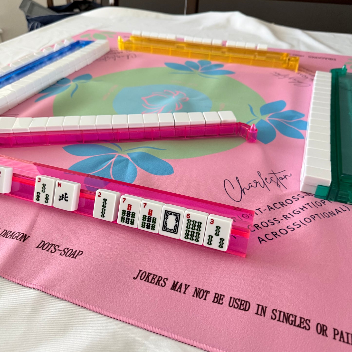 Red Mahjong Rack and Pusher Set