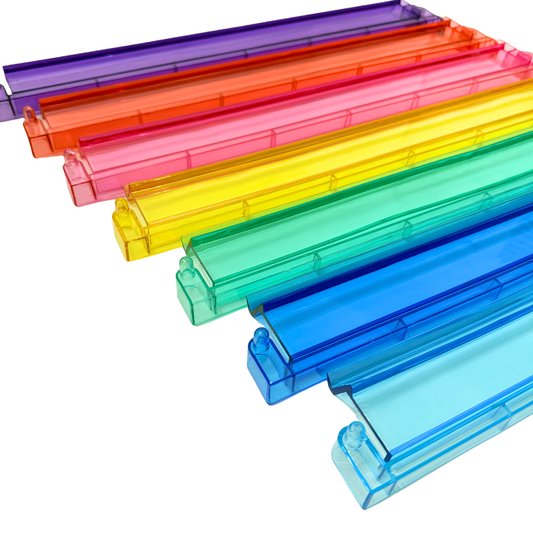 Mahjong Rack and Pusher Set of 4 - Multi Colors Blue Purple Red Green Clear