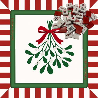 Christmas Kiss 160-piece American Mahjong set with red green pink and white holiday tiles