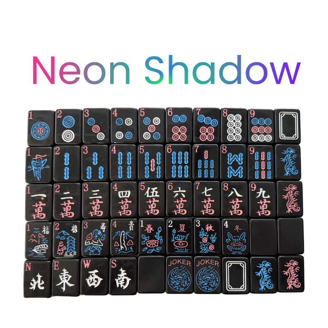 Black Mahjong Tiles - Neon Shadow – American Mahjong Tile Set (166 Tiles)