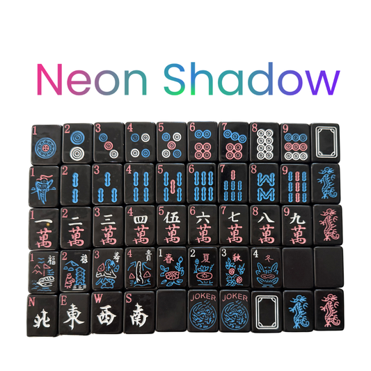 Black Mahjong Tiles - Neon Shadow – American Mahjong Tile Set (166 Tiles)