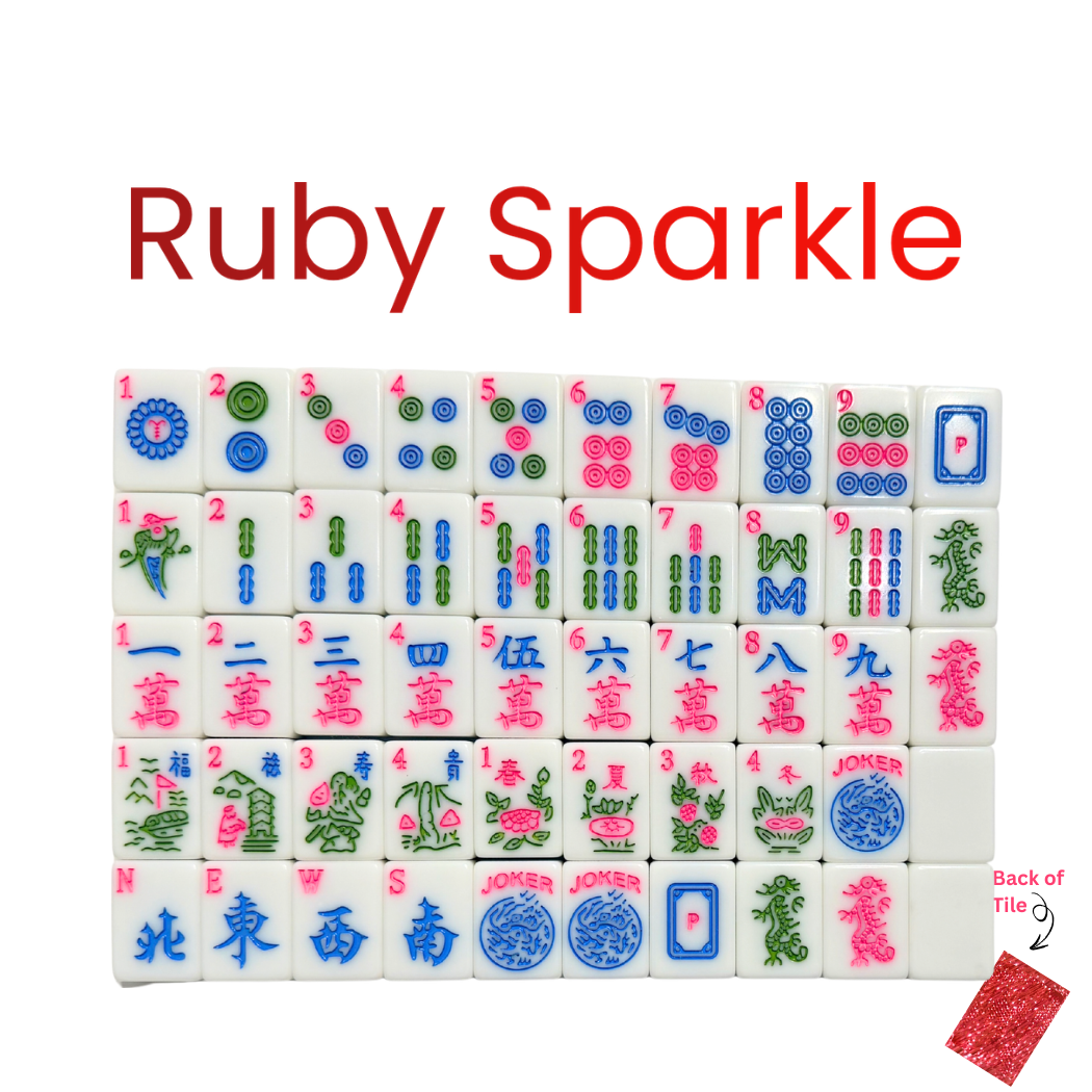 Ruby Sparkle  - Mahjong Tiles – American Mahjong Tile Set (166 Tiles) Ruby Red Sparkle