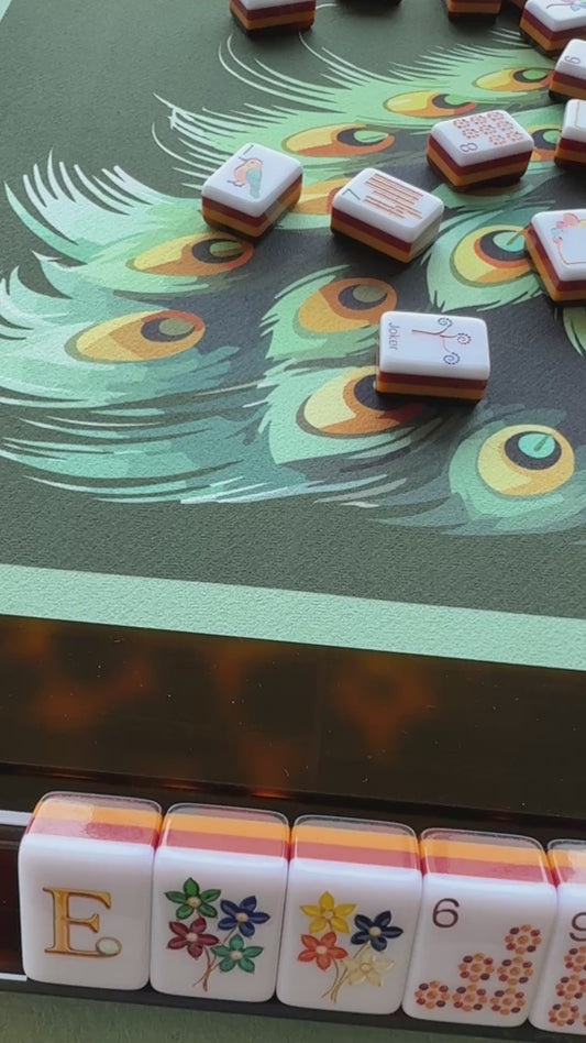 Jade Peacock Mahjong Mat - ships rolled
