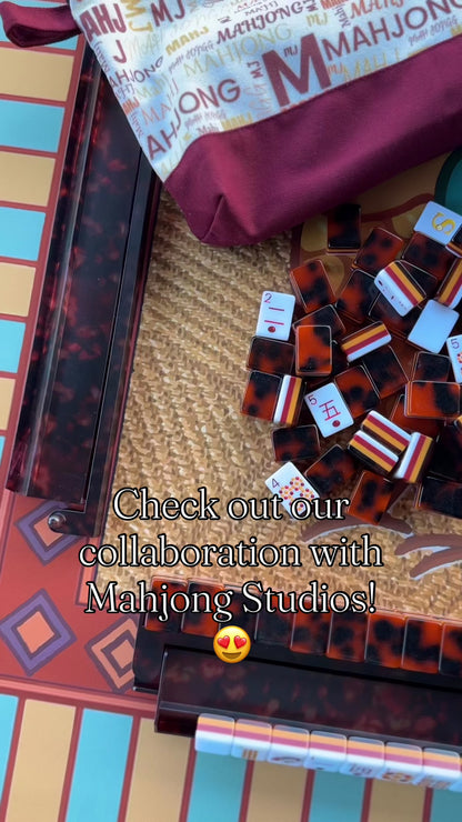 Tortoise Shell Mahjong Rack & Pusher Set Matte Finish