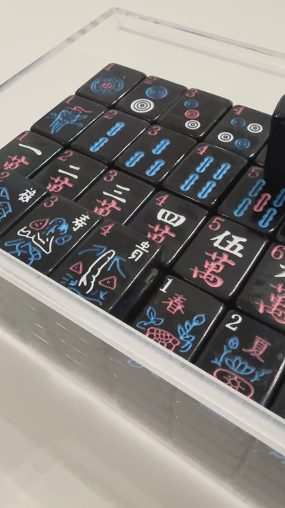 Black Mahjong Tiles - Neon Shadow – American Mahjong Tile Set (166 Tiles) PREORDER